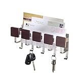 InterDesign Formbu Mail Holder and Key Rack Organizer – Wall Mounted Letter Shelf and Key Hooks for Entryway or Kitchen, Espresso