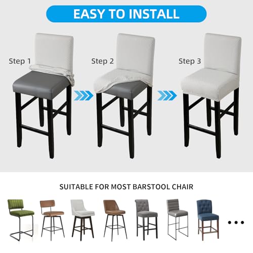 Image of YISUN Waterproof Bar Stool Covers, Stretch Pub Stool Chair Cover Removable Washable Counter Stool Covers Bar Stool Slipcovers for Kitchen, Pub, Dining Room (4 Pack, T-Light Grey)