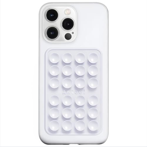 Image of PKYAA Silicone Suction Phone Case Adhesive Mount, Upgraded Super Strong Grip, Durable, Easy to Use, Hands-Free Sticky Phone Holder for Selfies, Tiktok Videos, 2.56 inchx3.94 inch (White)
