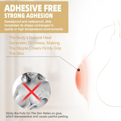 Nipple Covers No Show, No Sticky Reusable Silicone Nipple Pasties Bra, Grippy Breast Covers with Travel Box3