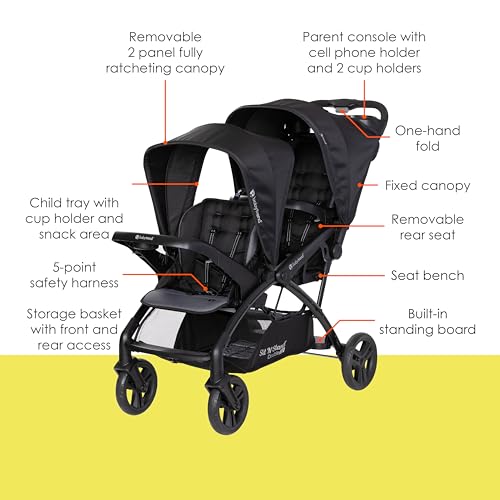 Image of Baby Trend Sit N' Stand Double 2.0 Stroller, Madrid Black