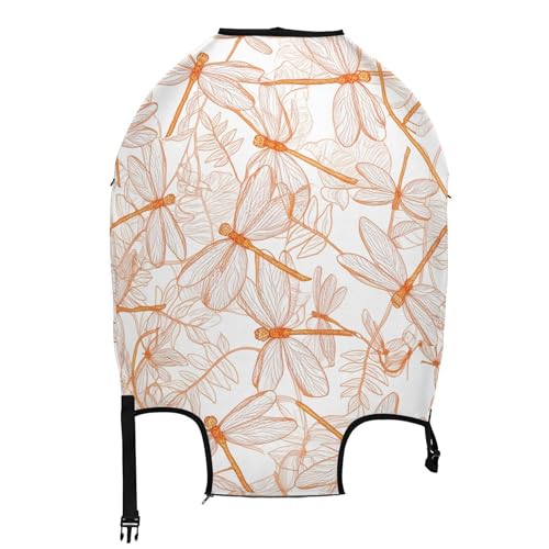 Joisal Painting Luggage Covers for Suitcase Protector Baggage Orange Dragonflies Beige White Travel Luggage Accessories, XL, Fits 29-32 Inch Case2