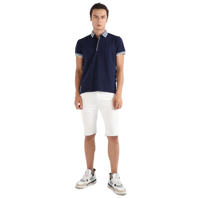 Image of CAHOOT Men's T-Shirt for Casual Wear | Spread Collar | Short Sleeve | Regular Fit |Half-Button Closure | Polycotton T-Shirt Crafted with Comfort Fit for Everyday Wear