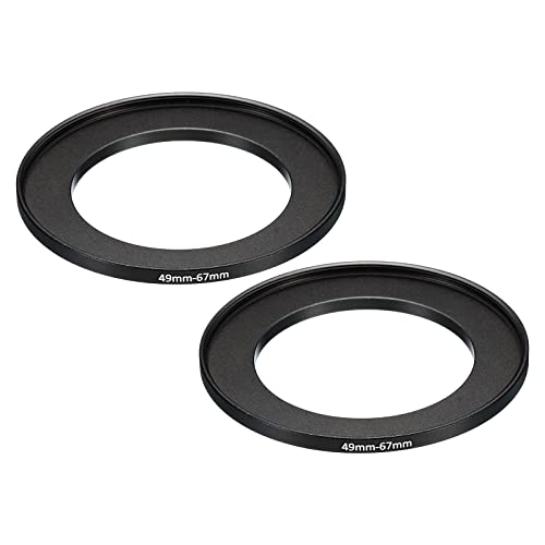 Image of PATIKIL 49mm-67mm Metal Step Up Ring, 2 Pack Camera Lens Filter Adapter Ring Aluminum Filter Adapter Ring for Camera Lenses Hood, Black