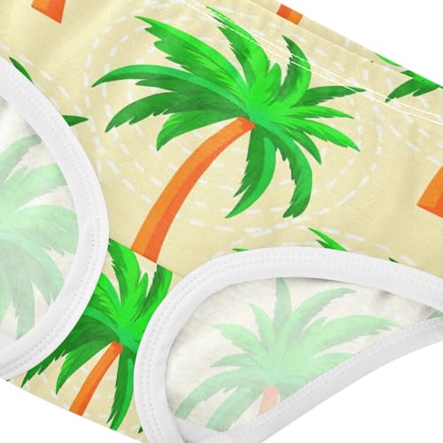 Palm Trees Green Leaves Beige Girls Underwear Toddlers 2t Cotton Little Girl Panties Print Undies Kids Briefs4