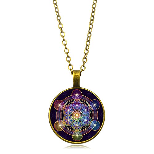 CQHODFYA Collana con Ciondolo Cubo di Metatron per Donna Uomo,Collana Pendente Geometria Sacra con Catena a Maglia Regolabile 18"+2",Regalo di Gioielli, Fiore Della Vita Collana con Portagioie