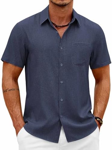 COOFANDY Mens Button Down Shirt Short Sleeve Casual Shirts Summer...