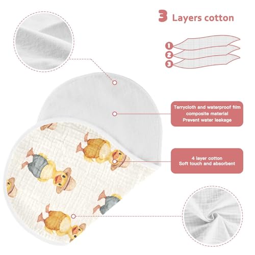 vvfelixl Muslin Burp Cloths Cute Chubby Duck Wear Straw Hat Baby Washcloths for Baby Girl Boys 2 Pack3