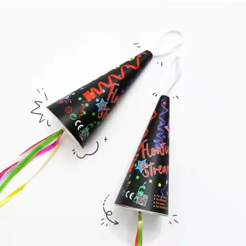 Image of Wanna Party Birthday Poppers Pull Streamers No Mess Party Poppers Ice Cream Streamers Easy to Clean Handheld Streamers, Ideal for Birthday and Events