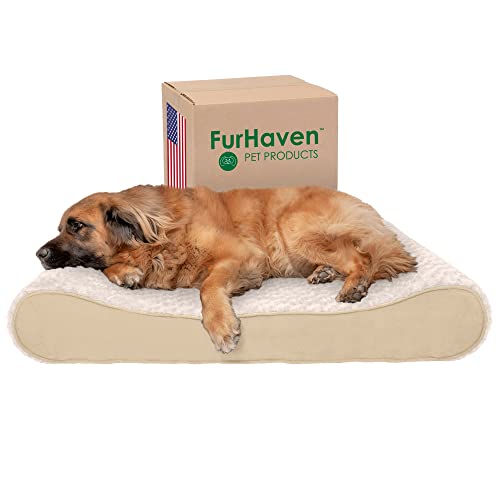 Furhaven Orthopedic Dog Bed For Large Dogs W/ Removable Washable Cover, For Dogs Up To 150 Lbs - Ultra Plush Faux Fur & Suede Luxe Lounger Contour Mattress - Cream, Jumbo Plus/Xxl #TOP27