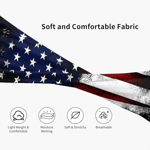 Image of American Flag Sports Headband Moisture Wicking Sweatband for Men Women Running Hiking Cycling Yoga Fitness Workout
