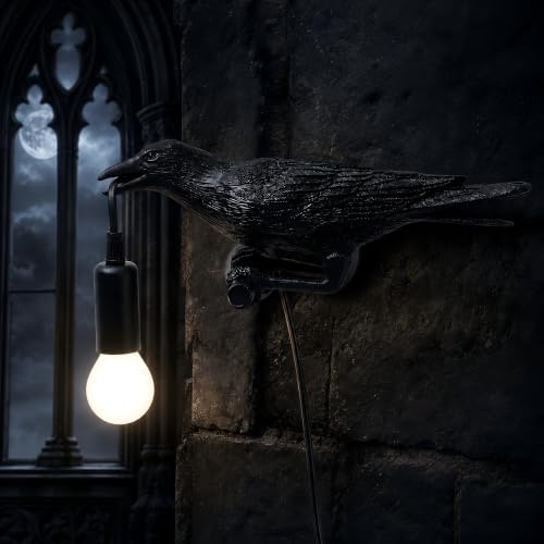 OVANUS Crow Wall Lamp Gothic Decor, Raven Sconce with Dimmable E12 Bulb - image 7