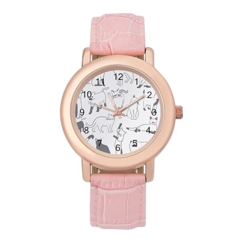 レディース腕時計 ネコ 猫柄 時計 ウォッチ うでとけい クオーツウォッチ ビジネス腕時計 アナログ ビジネス カジュアル シンプル クラシック 電池式 個性 見やすい文字盤 ガールズ 箱入り プレゼント