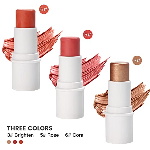 Cream Blush Stick For Cheek And Lip Tint, Multi Use As Highlighter Makeup And Blush Stick For Older Women & Mature Skin(#5 Coral) #TOP2
