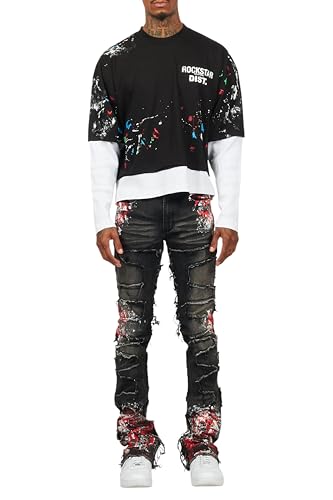 Men's Kodak Grey/Red Painter Stacked Flare Fringe Jean