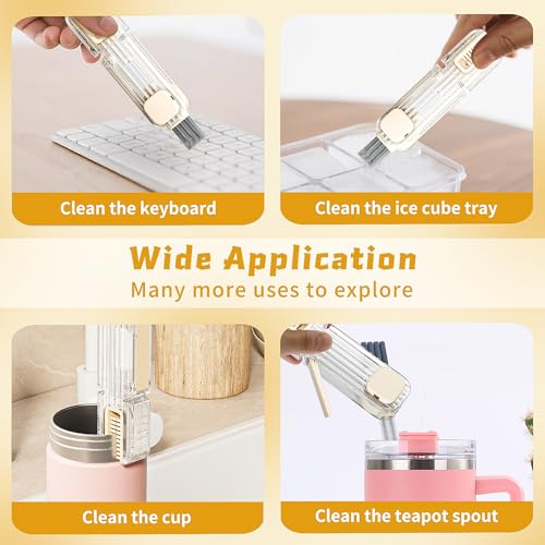 Image of 3Pcs 4 in 1 Cup Lid Gap Cleaning Brush Set,Multifunctional Crevice Cleaning Brush for Bottle,Multipurpose Bottle Cleaner with Compact Design Tiny Silicone Cup Holder Cleaner Tool,Kitchen Gadgets