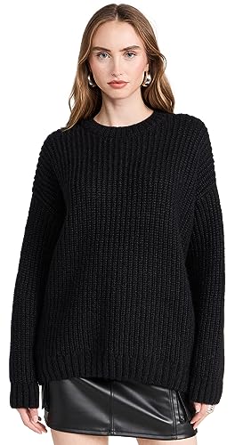 ANINE BING Women's Sydney Crew Sweater, Black, M