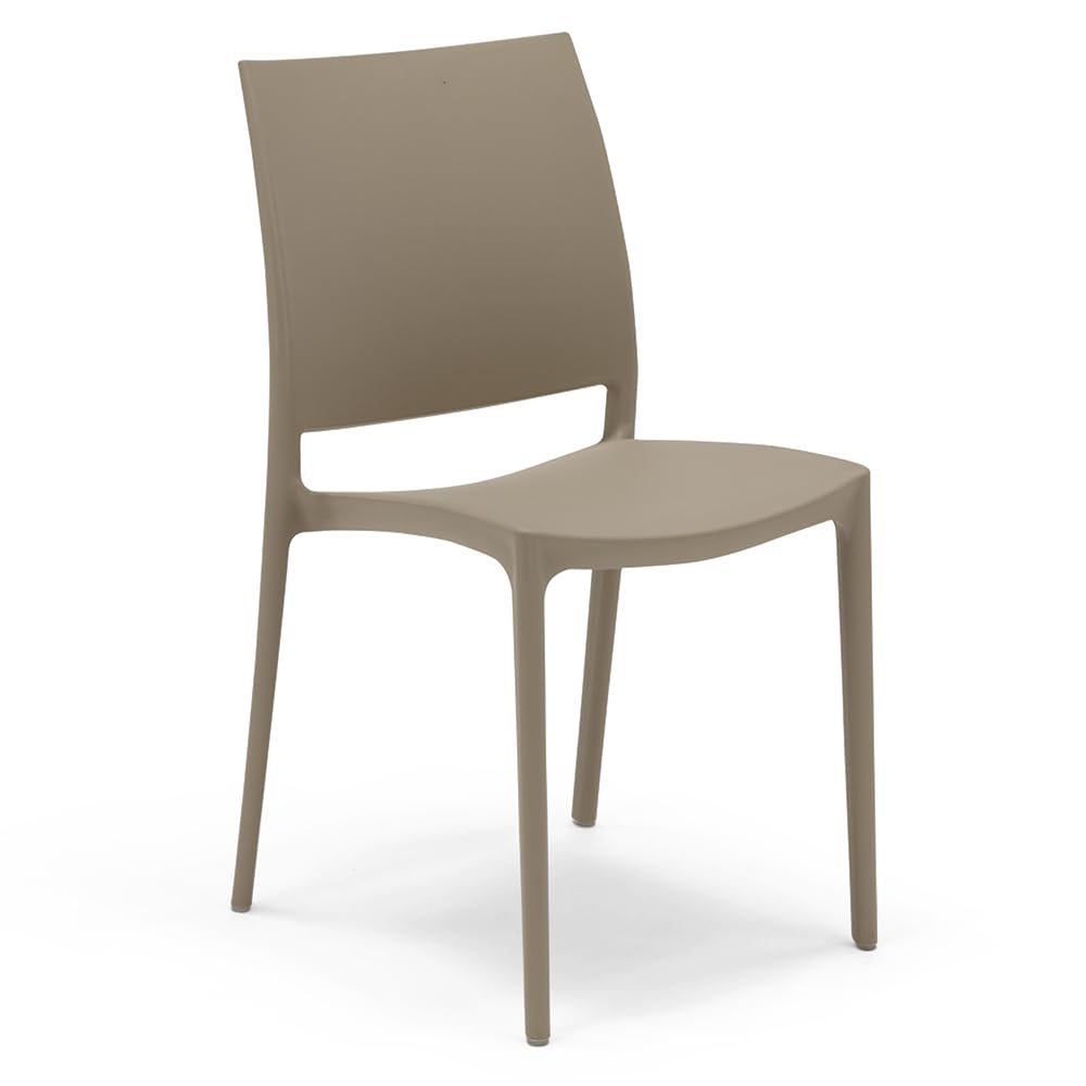 REDÒKASA Set 4 sedie in polipropilene MOON impilabile resistente ai raggi UV design moderno ideale per sala da pranzo, cucina, giardino, bar (Tortora, 4)