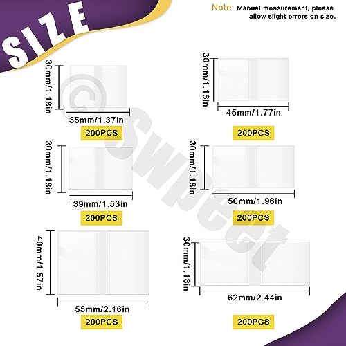 Swpeet 1200Pcs 6 Größen 1.37 1.5 1.8 1.9 2.2 2.4 Klar PVC Schrumpffolie Flasche Schrumpfbänder Sortiment Kit, perforierte Flasche Schrumpfbänder Perfekt für Flaschen, Gläser