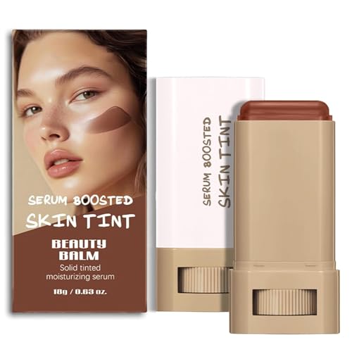 Beauty Balm Serum Boosted Skin Tint, Foundation Stick Solid Tinted Moisturizing Serum Contour Stick for Face Makeup, Buildable Medium-to-Full Coverage, Natural Finish (#02)