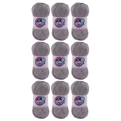 Image of NESTNHAVEN Cotton Candy 100% Cotton Yarn - (100g, 185 Meters) - Luxury Yarn for Crochet, Amigurumi, Embroidery, Toys, Garments, Flowers and Hobby, Projects. (Grey) | (900 Gm)