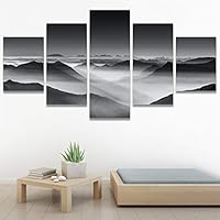 SIGNWIN 5 Panel Canvas Wall Art Duotone Clouds for Home Decorations Ready to Hang - 60