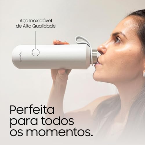 YOGATERIA Garrafa Térmica Água Inox | Squeeze Anti-vazamentos | Tampa de Rosquear Base Antiderrapant