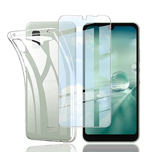 【1+1入り】Y!mobile AQUOS wish / Wish2 au SHG06 SH-51C softbank A104SH SH-M20 フィルム 強化ガラス 液晶保護フィルム+透明 TPU ケース 日本旭硝子素材採用 AQUOS wish / Wish2 用の ガラスフィルム 硬度9H 耐衝撃 撥油性 高透過 飛散防止 AQUOS wish / Wish2 用の ケース クリア TPU 薄型 軽量 シェル スリム 携帯便利 散熱加工 (wish / Wish2)