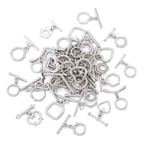 Fermoirs à bascule ronds Beadthoven alliage plaqué platine pour loisirs créatifs et DIY - 8