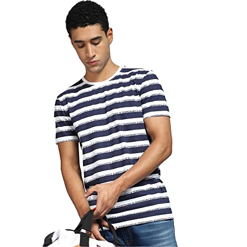 Image of JACK & JONES Men's Printed Slim Fit Crew Neck T-Shirt
