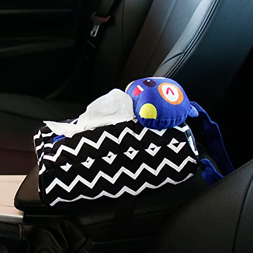 Car Tissue Holder,Funny Cute Plush Cartoon Tissue Holder for Car Auto Center Console Armrest Back Seat Headrest Hanging Tissue Box Holder for Car,Car Tissue Dispenser,Car Napkin Holder,Car Tissue Box