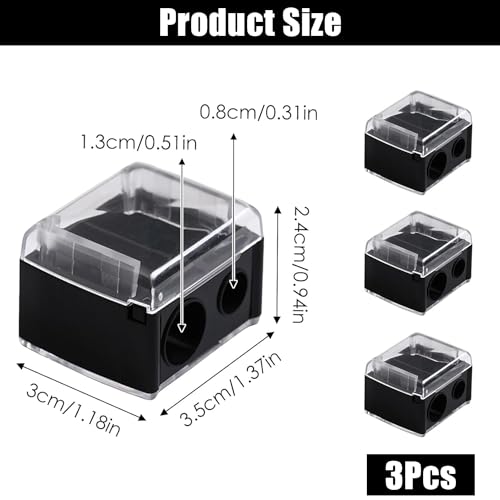 3-Pack Dual Hole Makeup Pencil Sharpener - Professional Cosmetic Tool for Eyebrow Pencils, Eyeliner & Lip Liners, Precision Blades with Travel-Friendly Design - Image 3