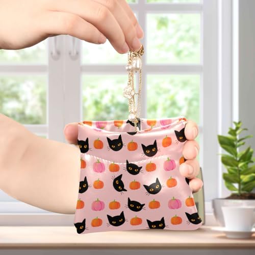 Halloween Cats Pattern Coin Purse Leather Pouch Change Purse, Squeeze Coin Pouch for Cards, Keys & Lipsticks, Unisex4