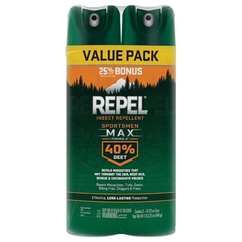Repel Insect Repellent Sportsmen Max Formula 40% DEET, 2-8.125 Ounce Cans, Twin Value Pack with 40% DEET to Repel Mosquitoes, Ticks, Gnats, Biting Flies, Chiggers and Fleas Cover