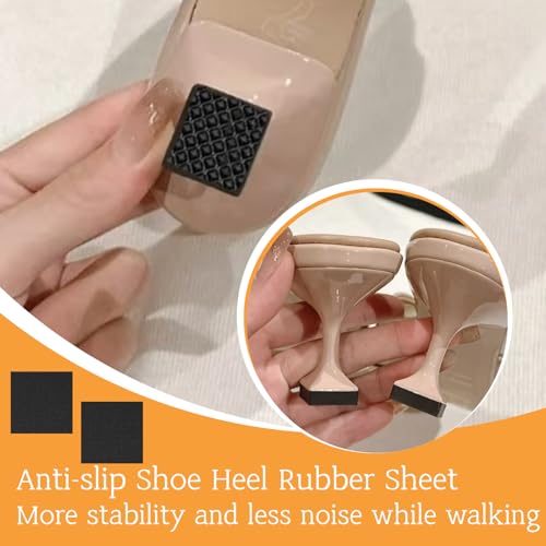 Image of Square Rubber Sole Sheet, Shoe Sole Repair Material for Shoe Heel, 5 /32 Inch Thick, Black, 4 Patches