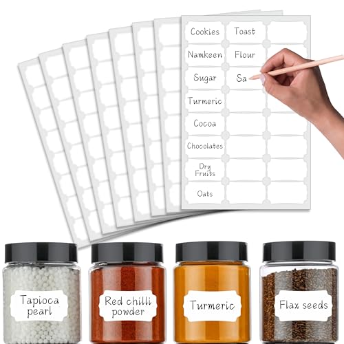 Image of 11 Strokes 192 Pcs White Stickers - Self Adhesive Stickers for Kitchen containers, Labels for Kitchen Containers, Price tag Stickers, Label Sticker, Kitchen Sticker