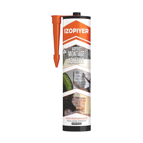 IZODEKOR Montagekleber Styroporkleber Hochfester Acryl-Klebedichtstoff für Wandpaneele Holz Fliesen Glas und mehr | Sofortige Greifformel für Heimwerker- und Bauprojekte | 310 ml 1er-Pack