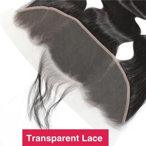 DUAUJUIU Lace Frontal 13x4 Body Wave Transparent Lace Closure Human Hair Frontals Closures Pre Plucked with Natural Hairline Ear to Ear Natural Color Brazilian Hair for Women 16 Inch - Image 4