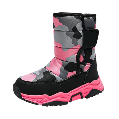 Generisch Botas de nieve para niños, cálidas y cálidas, antideslizantes, para exteriores, botas de nieve, cómodas botas térmicas, Rosa1, 34 EU