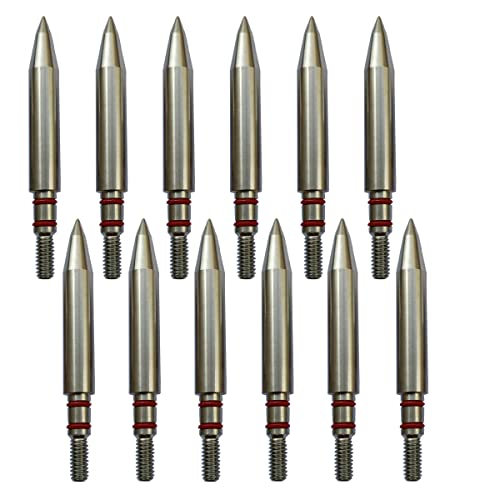 100/125/150/175/200 Grains Stainless Steel Archery Field Points, Arrow Target Field Points in Archery Field Tips and Broadheads 1 Dozen 12 PCS (9/32?-200grains)