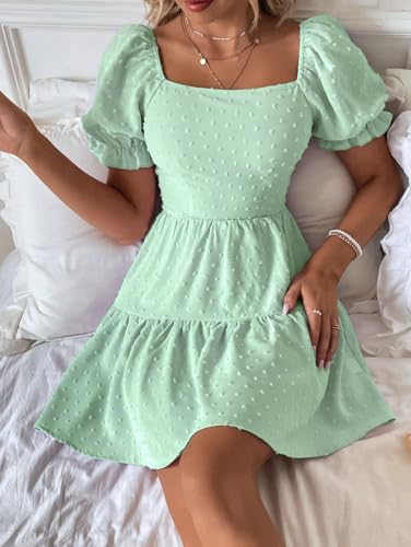 Image of Narecte Summer Dresses for Women 2026,Tie Backless Swiss Dot Mini Dress,Ruffle Hem Flowy Casual Dresses
