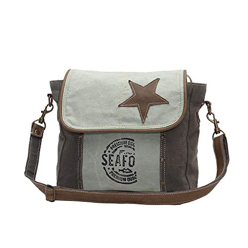 Myra Bags Star On Upcycled Canvas Shoulder Bag S-0946, Tan, Khaki, Brown, One_Size4