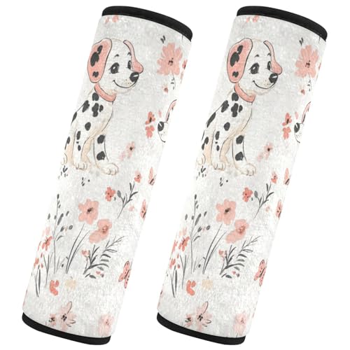 Seat Belt Covers 2 Pack Dogs Butterfly Car Seat Strap Covers Super Soft Flowers Car Seat Neck Cover for Boys Girls Adults Babies M
