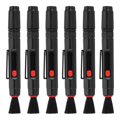 PATIKIL Camera Dusting Brush, Multifunction Cleaning Brush Keyboard Lens Pen Screen Lens Cleaner for Vinyl Records, LP Scan, SLR & Computer Screens,6 Pcs Red