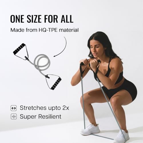 Image of Wiselife Adjustable Resistance Bands with Handles for Exercise | Heavy Duty Workout Bands with Door Anchor for Strength Training, Physical Therapy & Full Body Home Workouts 20 kg(Gray)