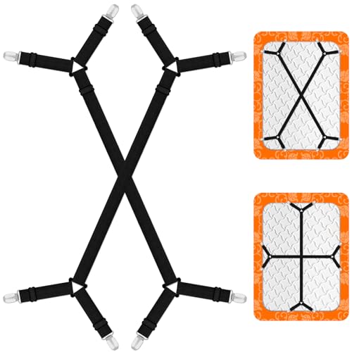 Hanyousheng 2 Pièces Tendeur Drap Housse, 70-277CM Attache Drap Tendeurs De Drap RéGlables, Élastiques Ajustables Sangle Drap Housse, Housse avec Pinces...