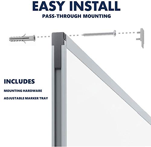 Mead Whiteboard, White Board, Dry Erase Board, 3' X 2', Silver Aluminum Frame (85356) #TOP5