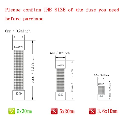 Yolistic (Pack Of 10) 20 Amp Slow-Blow Time Delay Fuse Ceramic 6X30Mm #TOP3