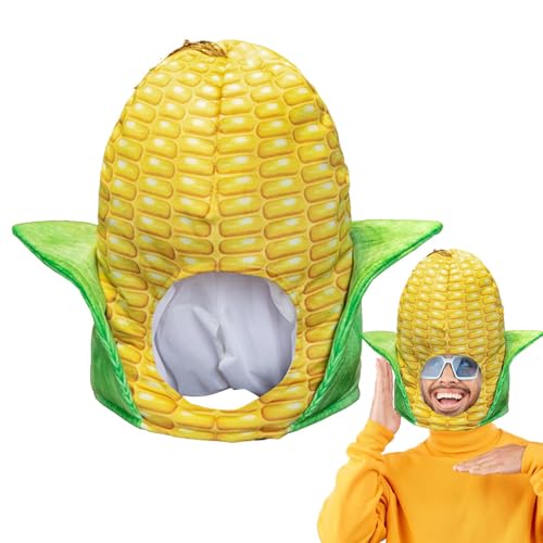 Disfraz de cabeza de maíz, sombrero de maíz, ropa de comida, divertida y novedosa ropa de comida, sombrero de maíz para disfraz de Navidad para adultos, vacaciones,