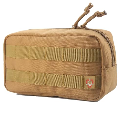 Orca Tactical Molle Admin Pouch - Horizontal Zippered, Multi-Purpose EDC Gear, Molle Utility Pouch, Tool & Gadget Waist Bag Organizer (Coyote Brown)